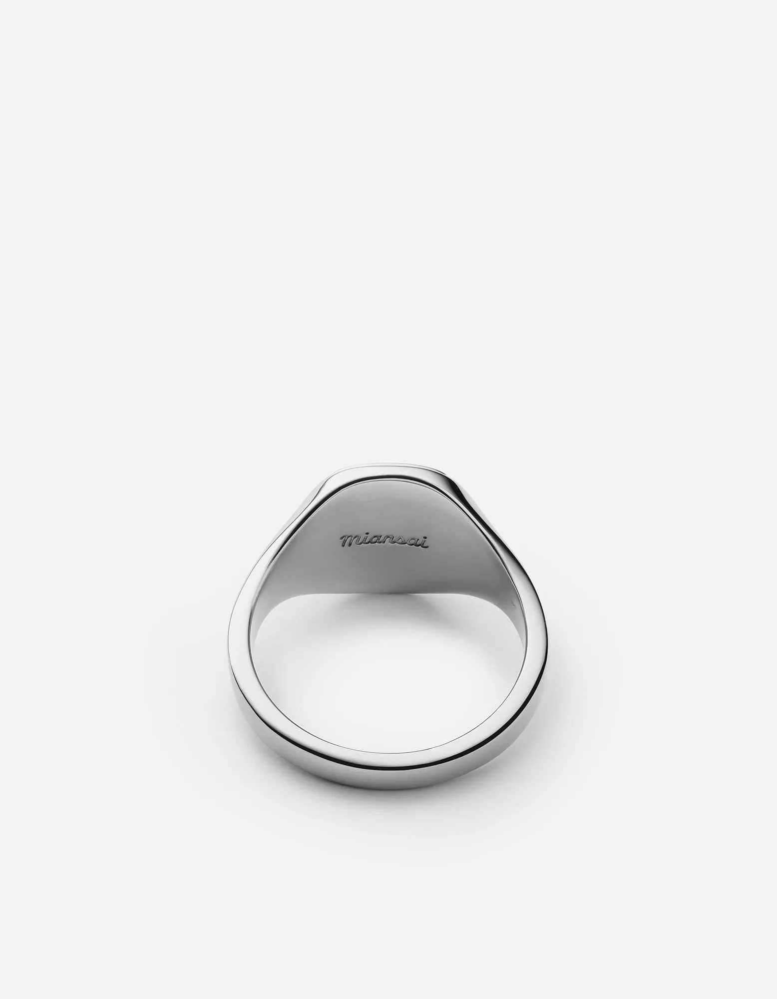 Square Step Ring, Sterling Silver/White Enamel