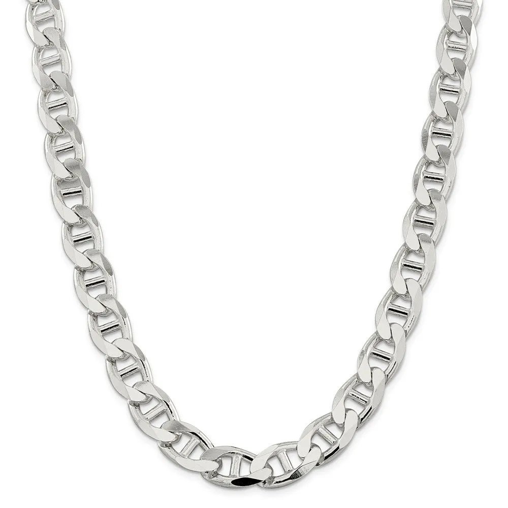 Stamped 925 Sterling Silver Men's Jewelry | 13.5mm Flat Anchor Solid Real Silver Necklace