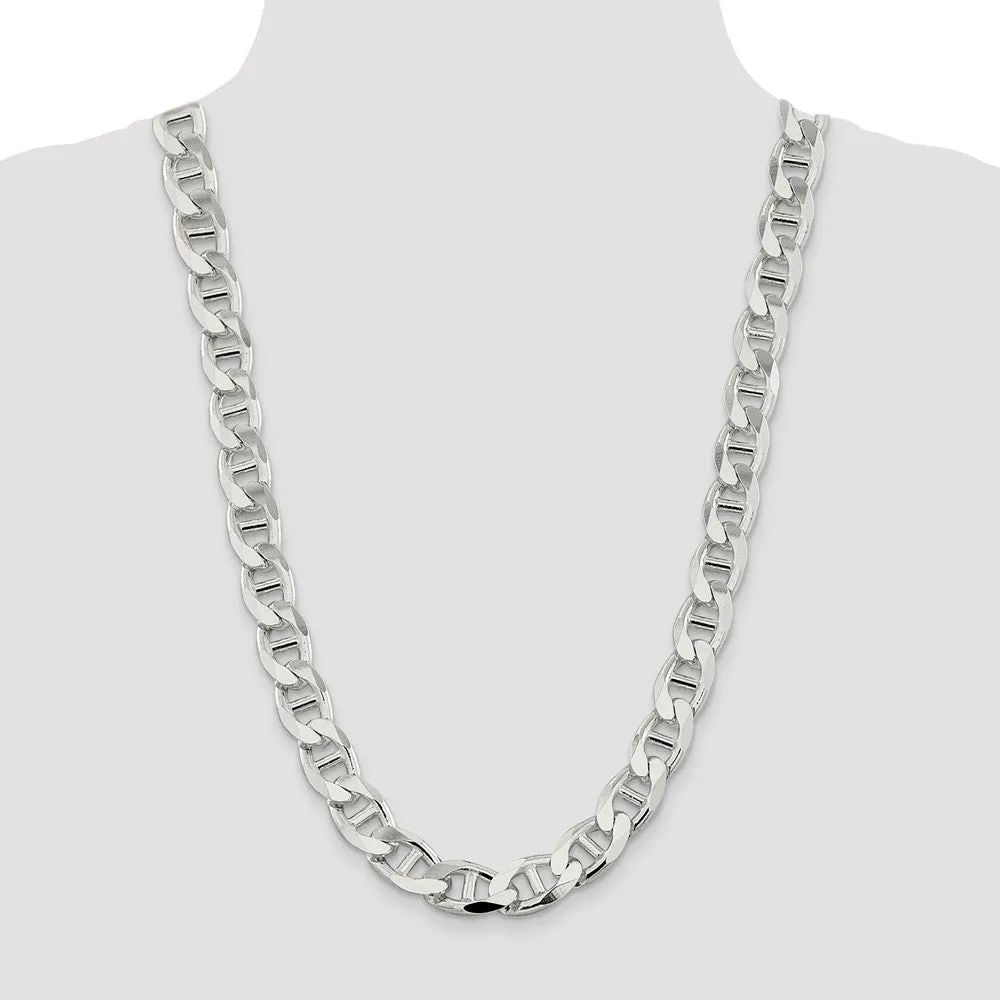 Stamped 925 Sterling Silver Men's Jewelry | 13.5mm Flat Anchor Solid Real Silver Necklace