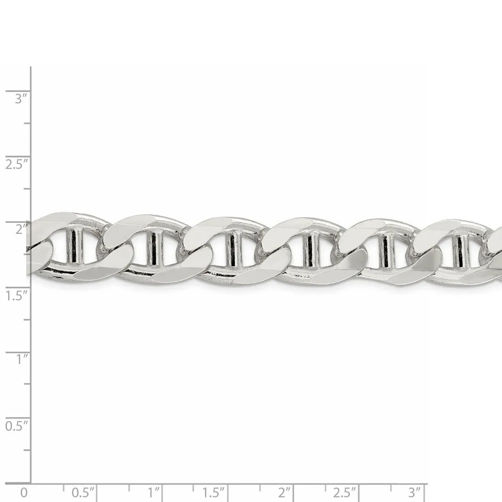 Stamped 925 Sterling Silver Men's Jewelry | 13.5mm Flat Anchor Solid Real Silver Necklace