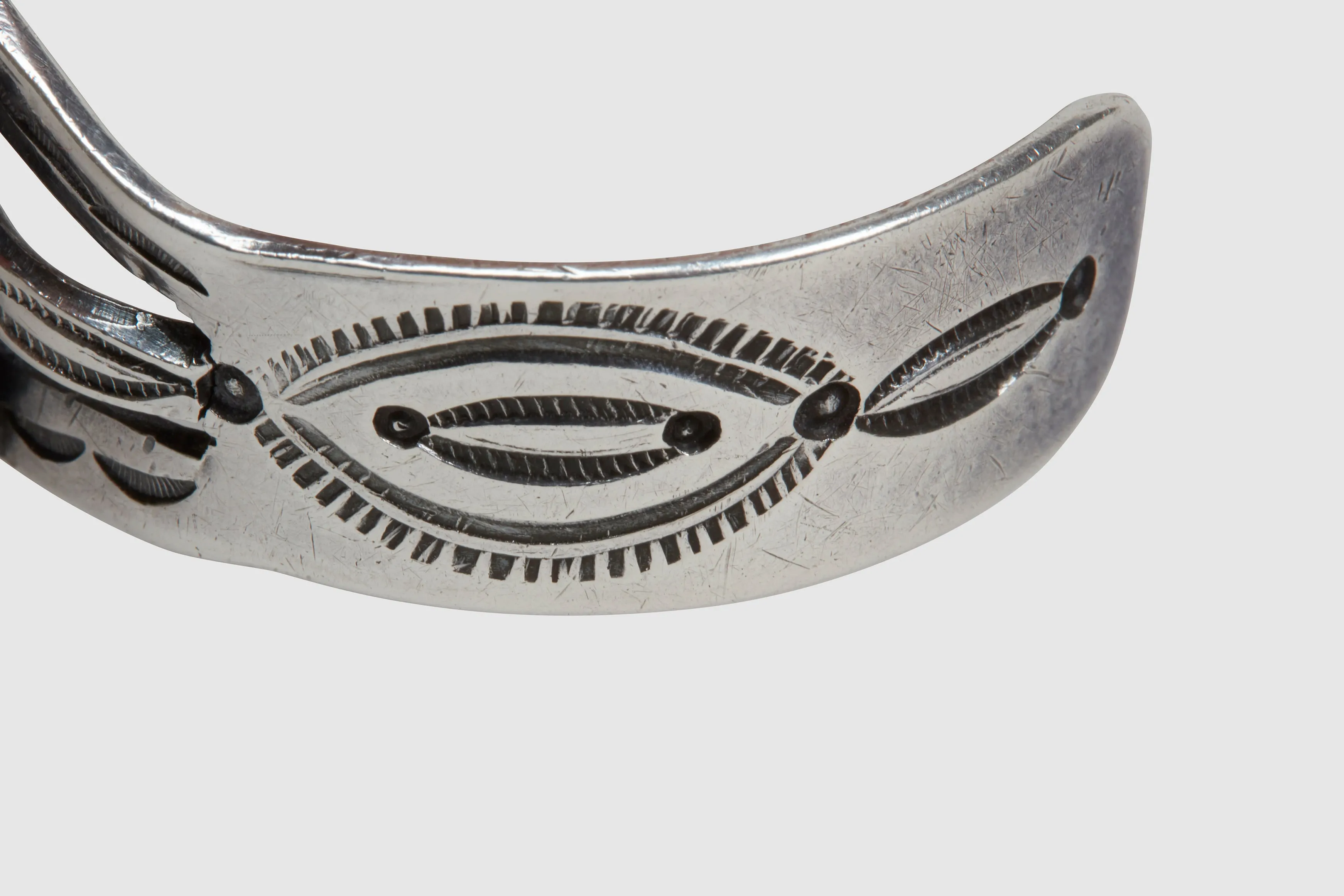 Stamped Silver Cuff with Turquoise