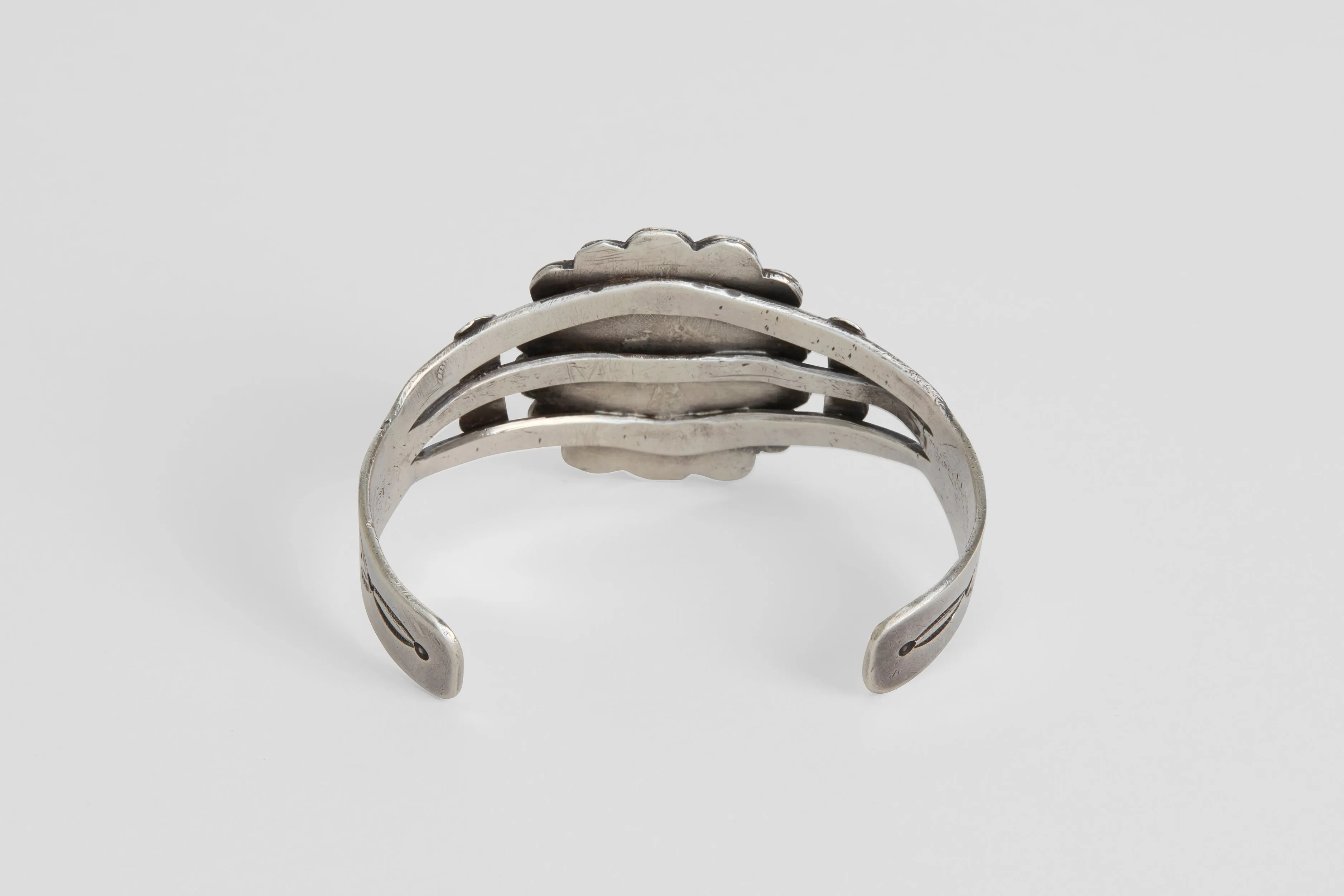Stamped Silver Cuff with Turquoise