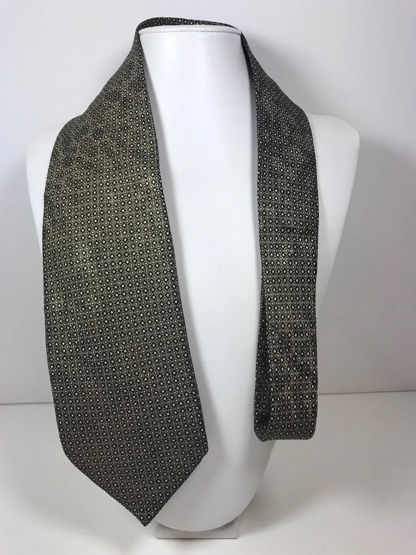 STEFANO RICCI Black Men's Tie with Black and Gold Diamonds and Circles 60 in.