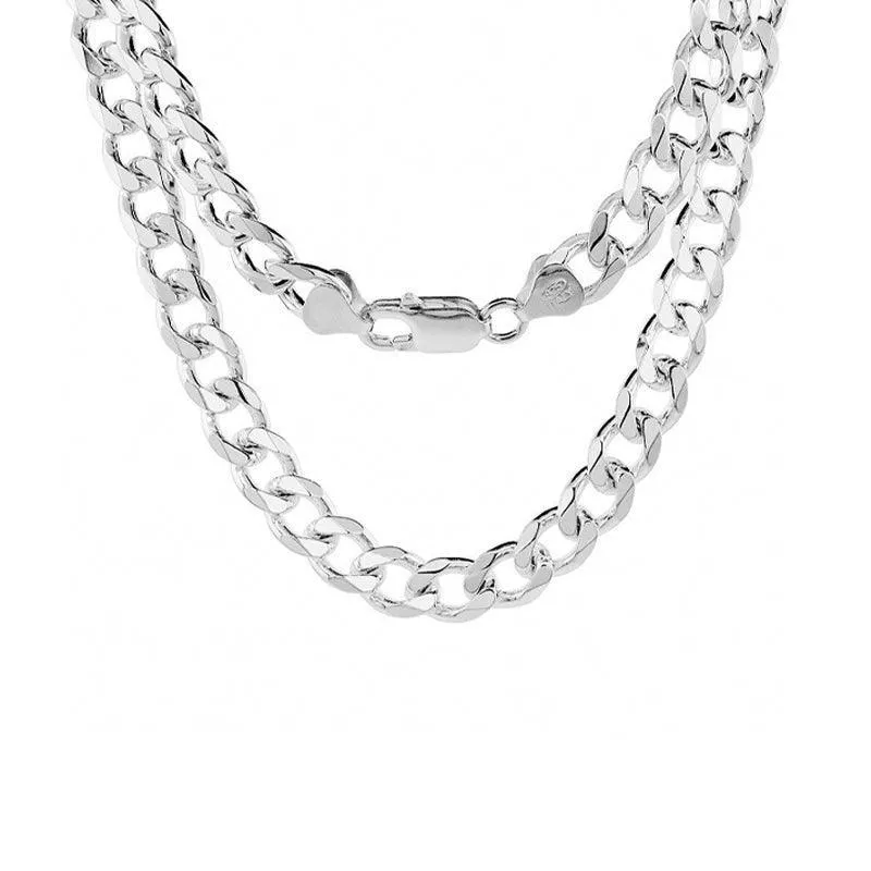 Sterling Silver 20" 7.5mm Italian Men's Curb Link Chain
