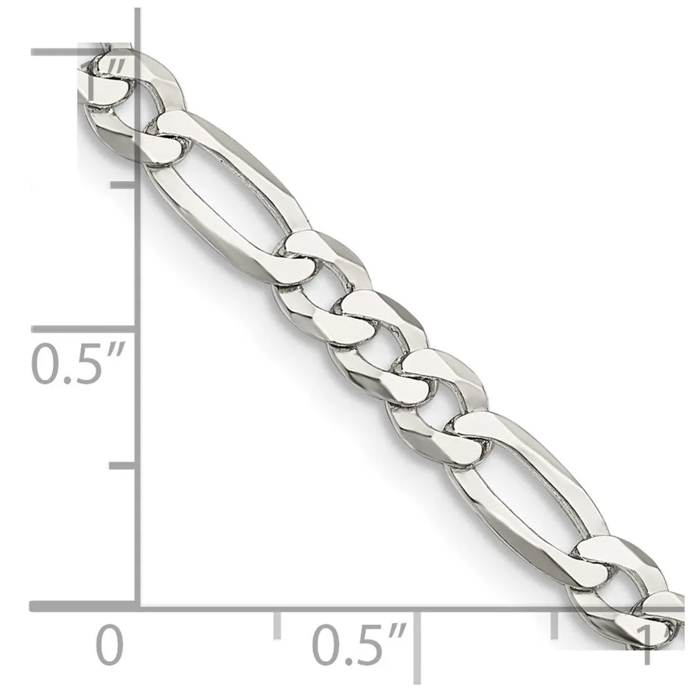 Sterling Silver 4.5mm Lightweight Flat Figaro Chain