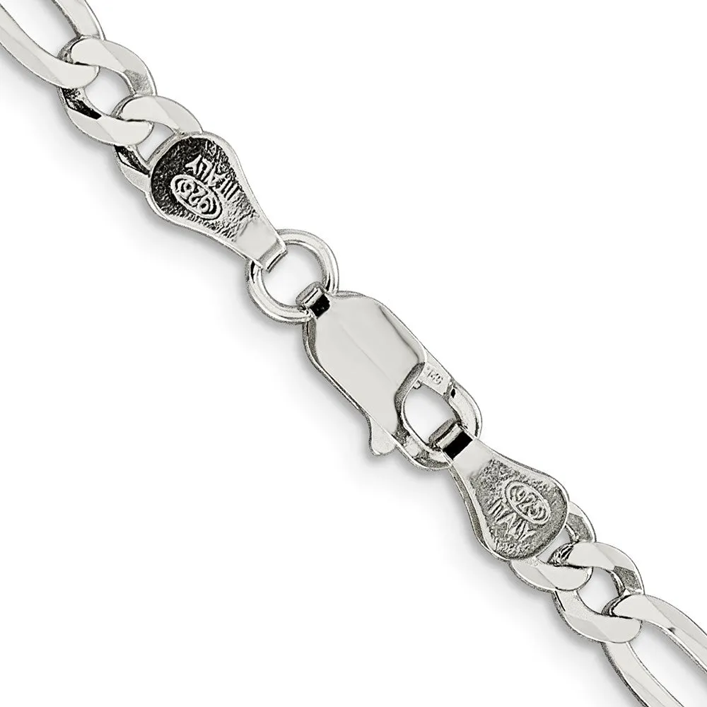 Sterling Silver 4.5mm Lightweight Flat Figaro Chain