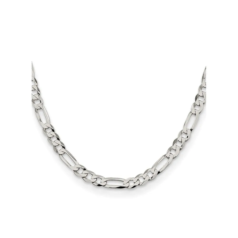 Sterling Silver 7.5mm Lightweight Flat Figaro Chain