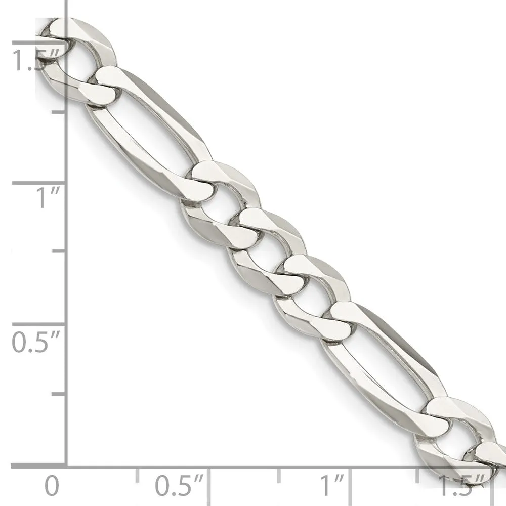 Sterling Silver 7.5mm Lightweight Flat Figaro Chain