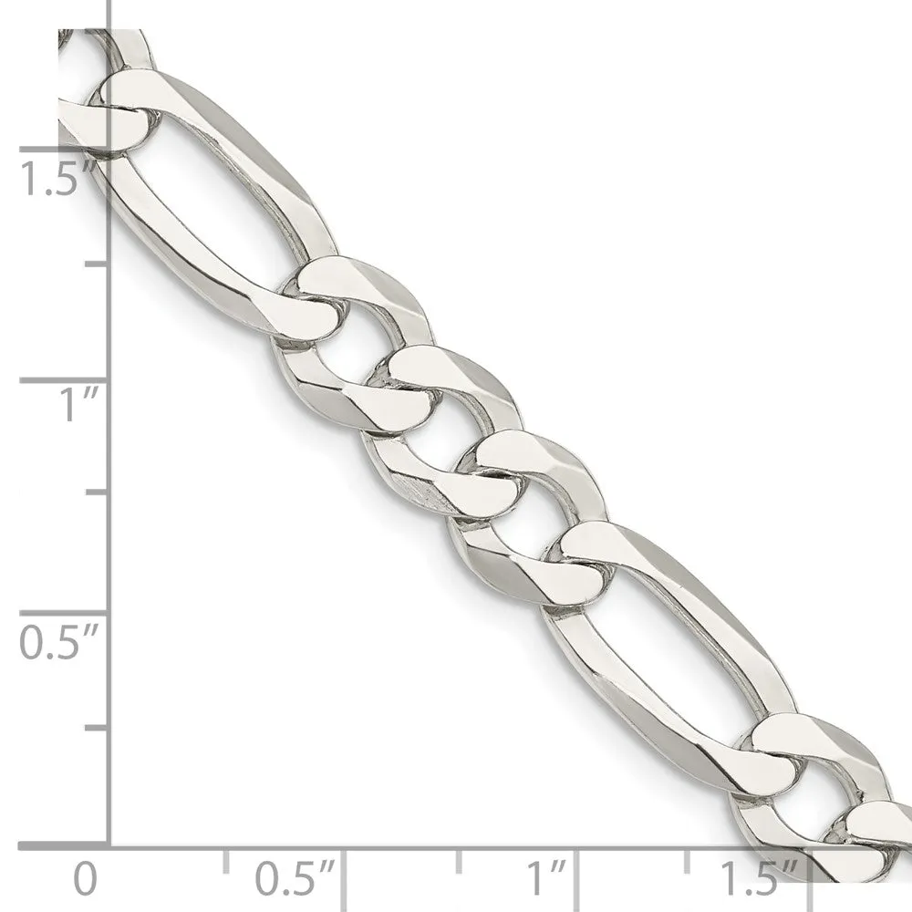Sterling Silver 8.5mm Lightweight Flat Figaro Chain