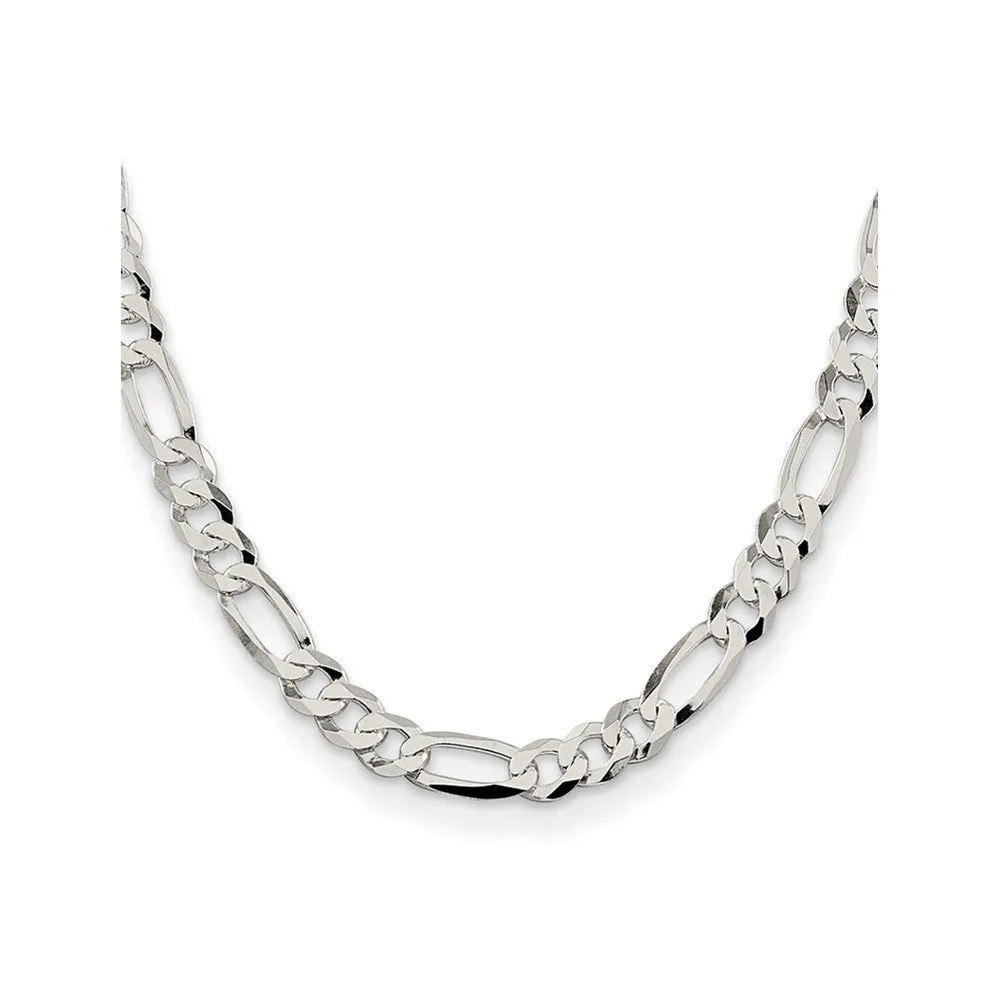 Sterling Silver 8.5mm Lightweight Flat Figaro Chain