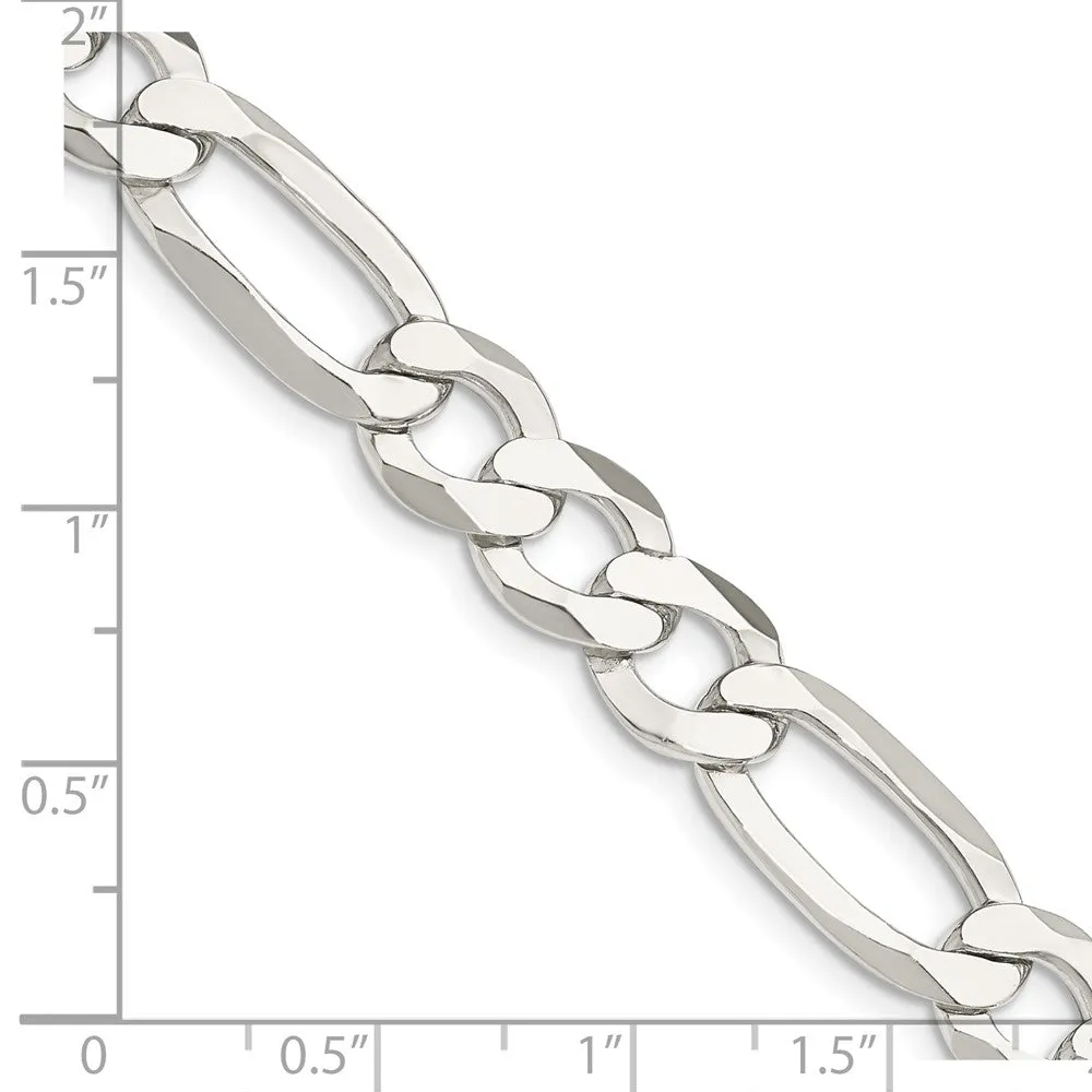 Sterling Silver 9.5mm Lightweight Flat Figaro Chain