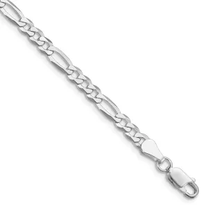 Sterling Silver Rhodium-plated 4.5mm Lightweight Flat Figaro Chain