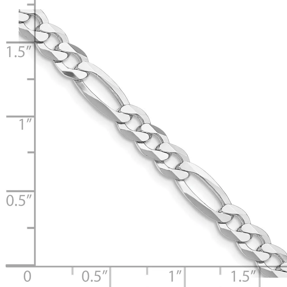 Sterling Silver Rhodium-plated 5.5mm Lightweight Flat Figaro Chain
