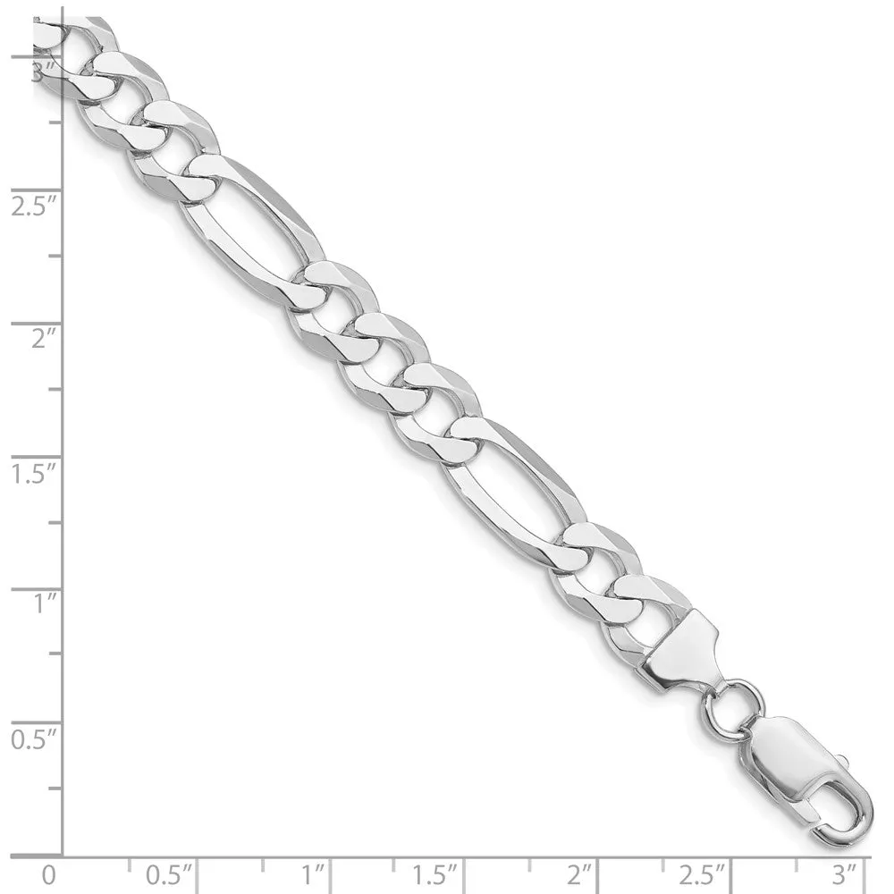 Sterling Silver Rhodium-plated 8.5mm Lightweight Flat Figaro Chain