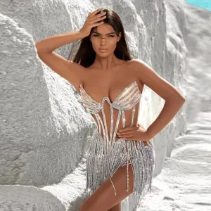 Strapless Sleeveless Sexy Mini Bodycon Dress HT1010