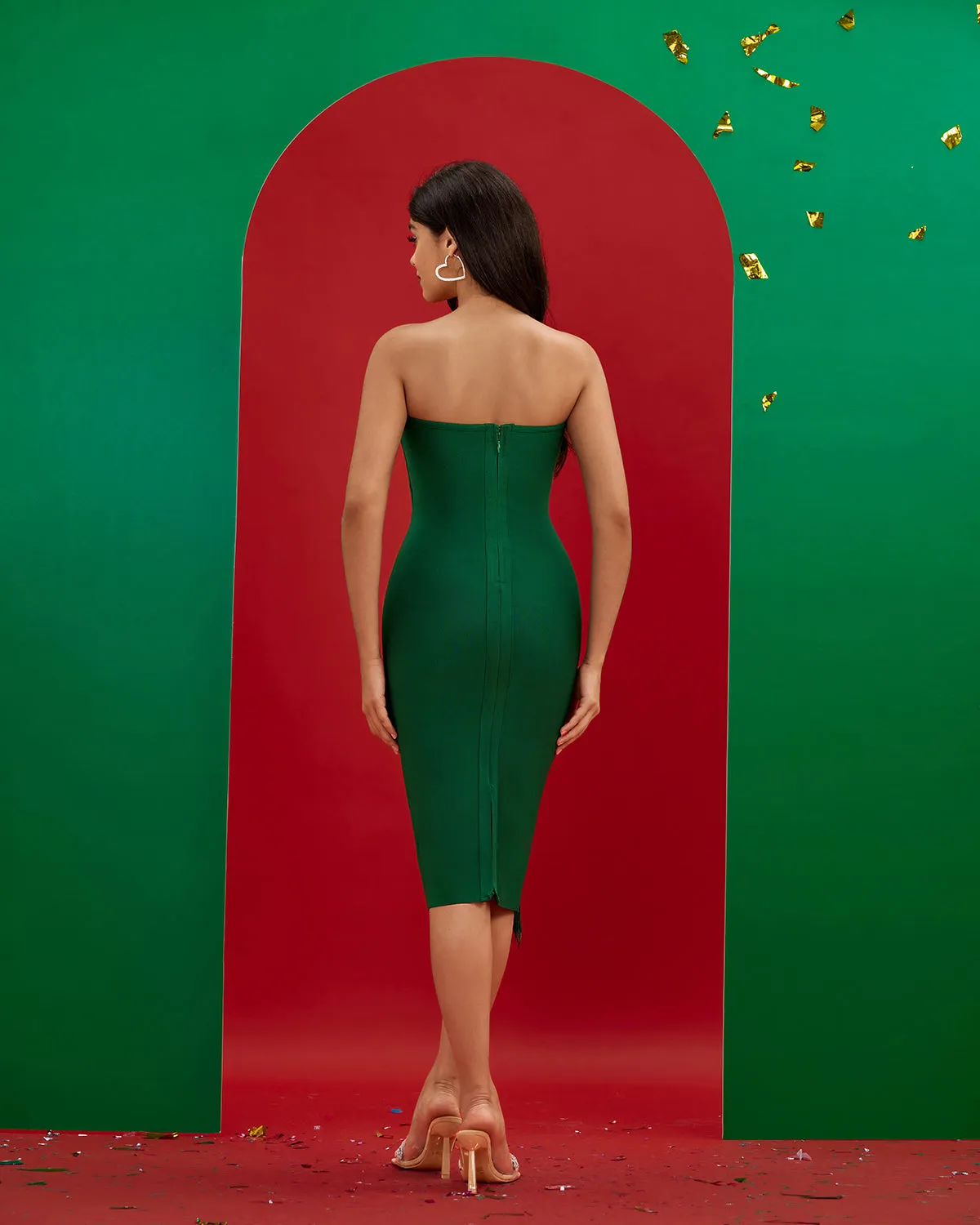 Strapless Tassels Midi Bandage Dress