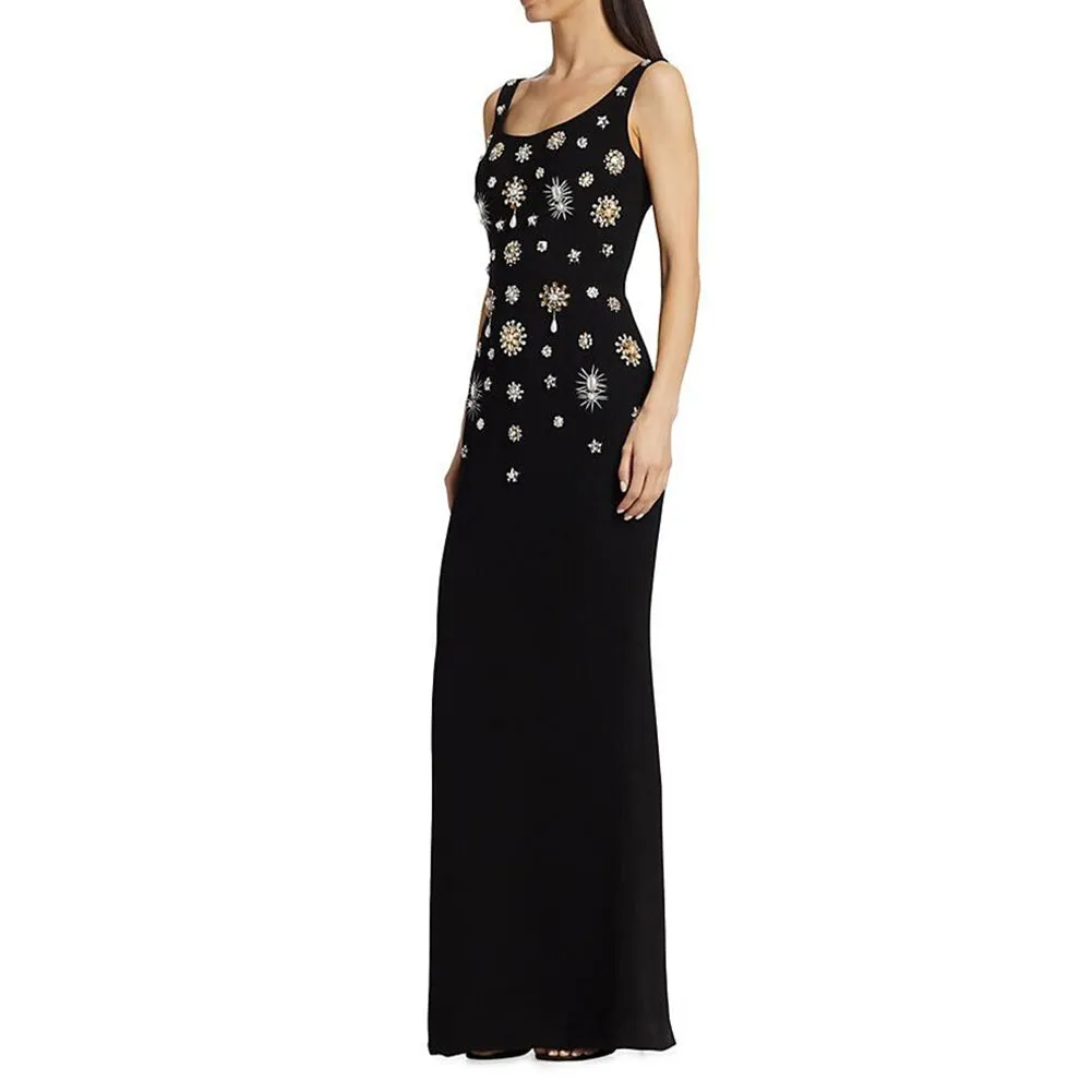Strappy Sleeveless Pearl Maxi Dress KLYKY003