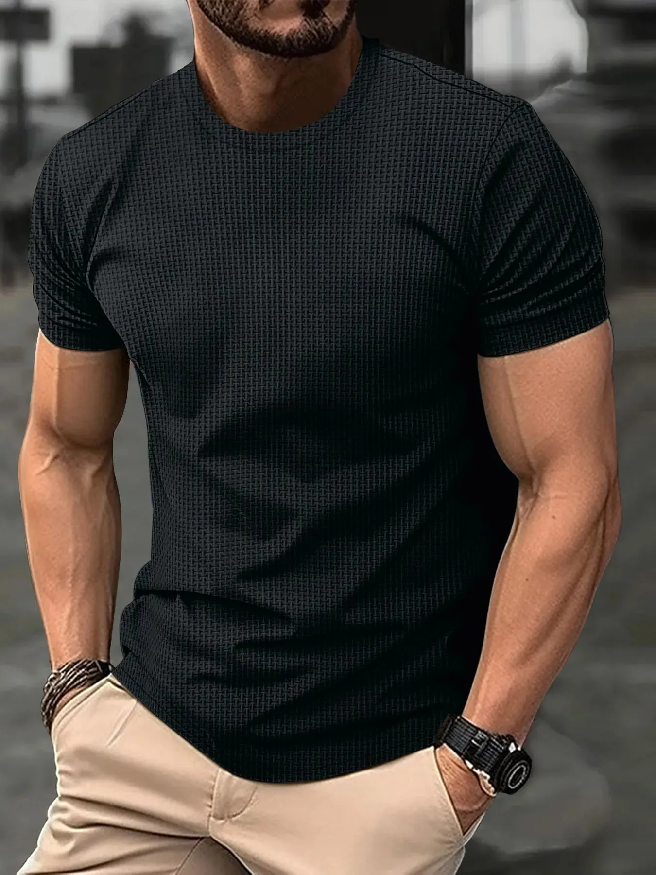 StyloMax Herren Sommer High-End Mesh Ice Silk Rundhals Kurzarm T-Shirt
