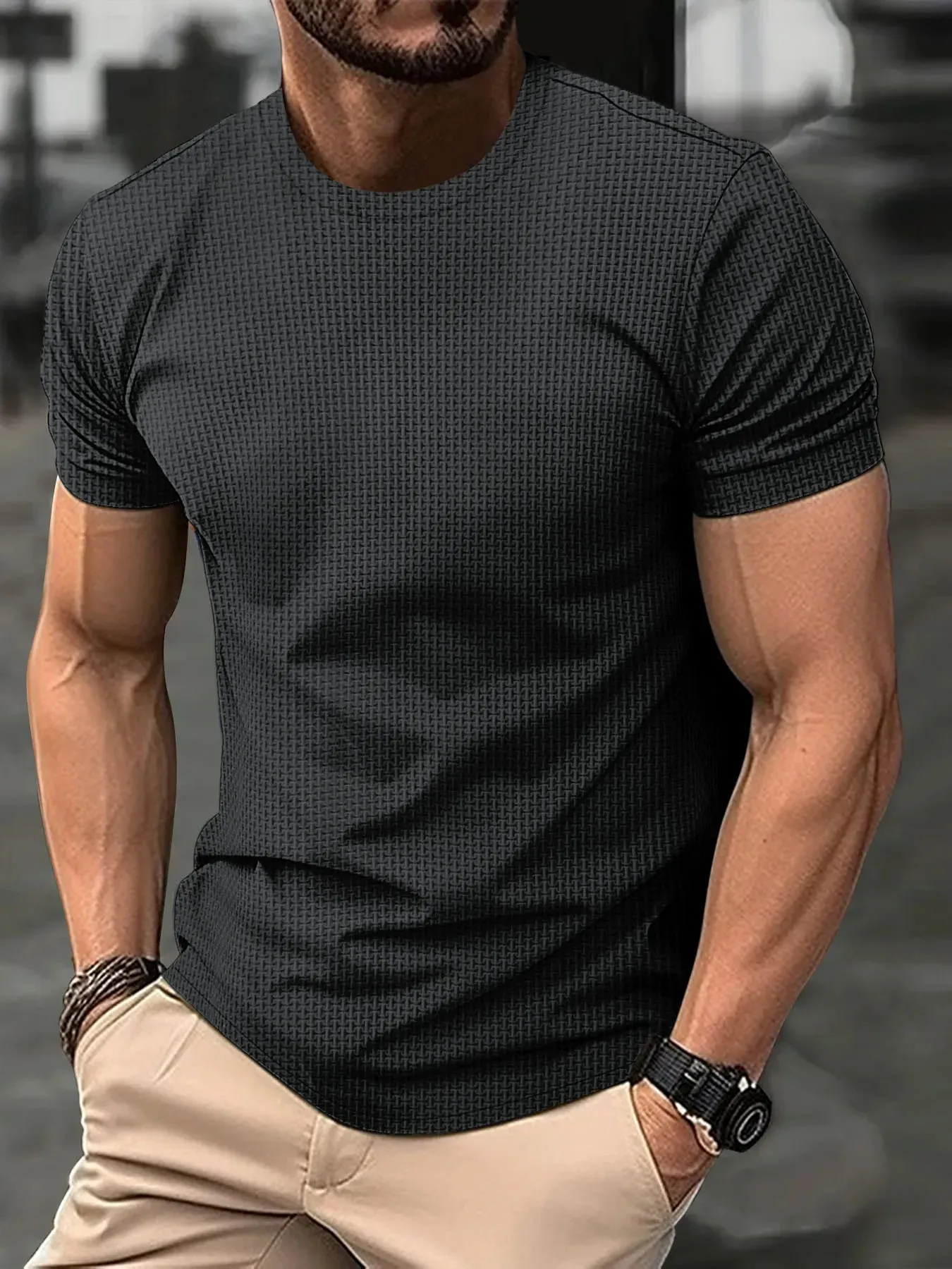 StyloMax Herren Sommer High-End Mesh Ice Silk Rundhals Kurzarm T-Shirt