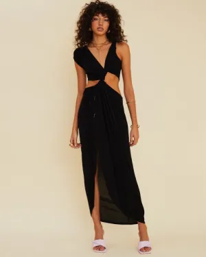 SUBOO | Ether Sleeveless Cross Over Midi Dress | Black