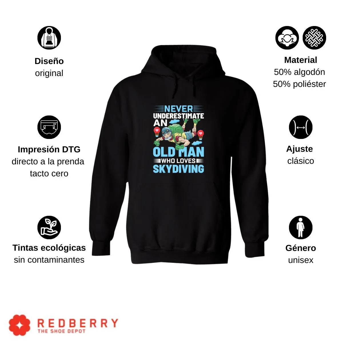 Sudadera Hombre  Hoodie Paracaidismo Deporte Vintage 026