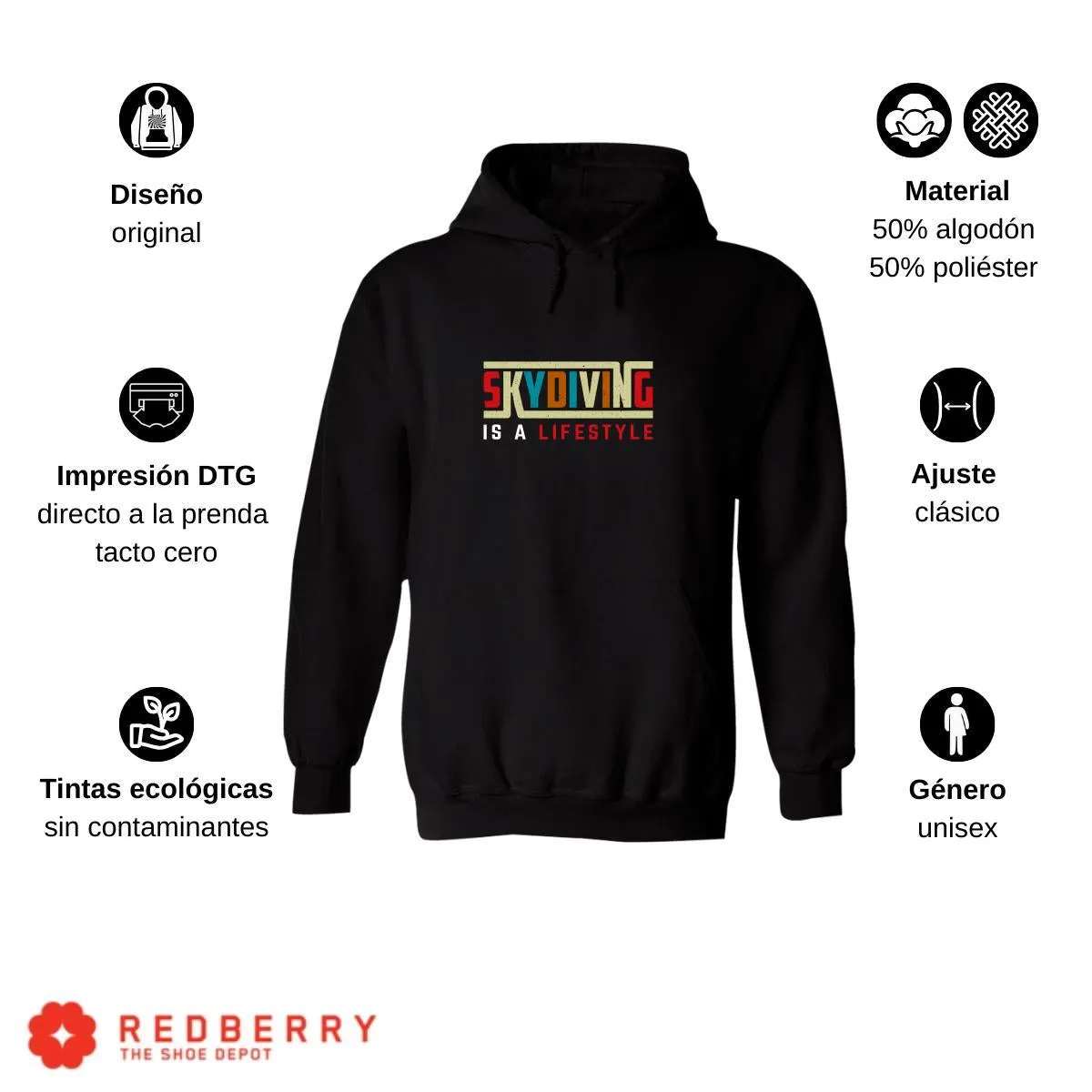 Sudadera Hombre  Hoodie Paracaidismo Deporte Vintage 036
