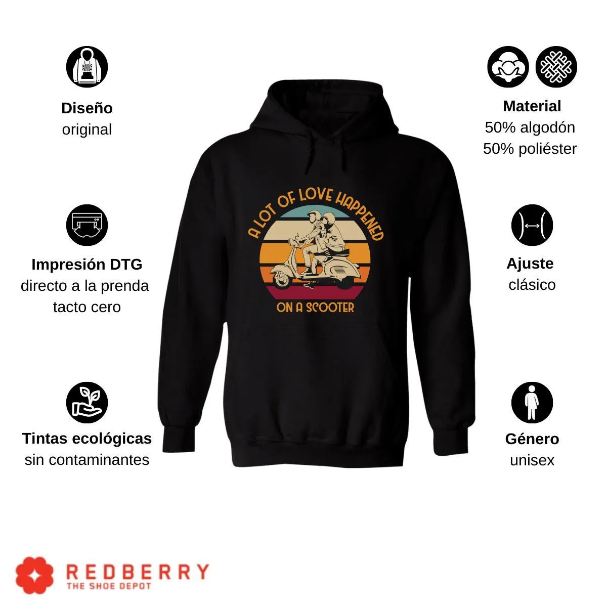 Sudadera Hombre  Hoodie Scooter Moto Biker Vintage 002