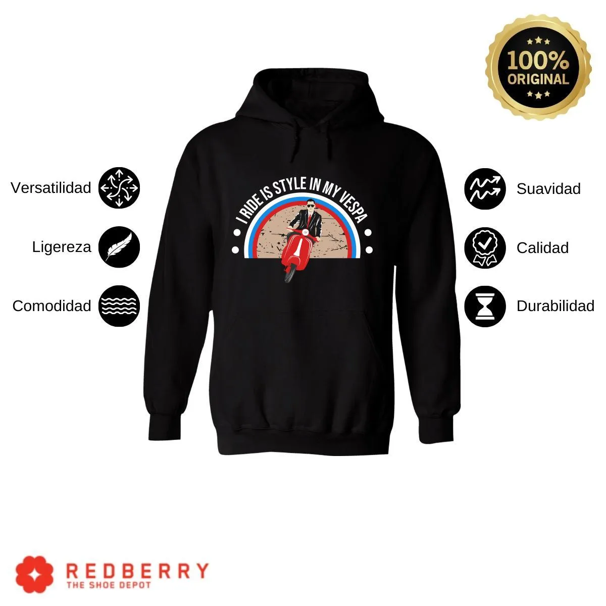 Sudadera Hombre  Hoodie Scooter Moto Biker Vintage 014