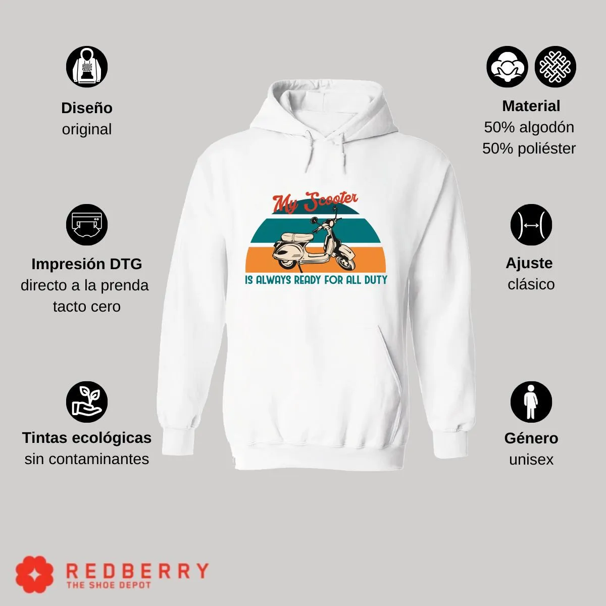 Sudadera Hombre  Hoodie Scooter Moto Biker Vintage 032