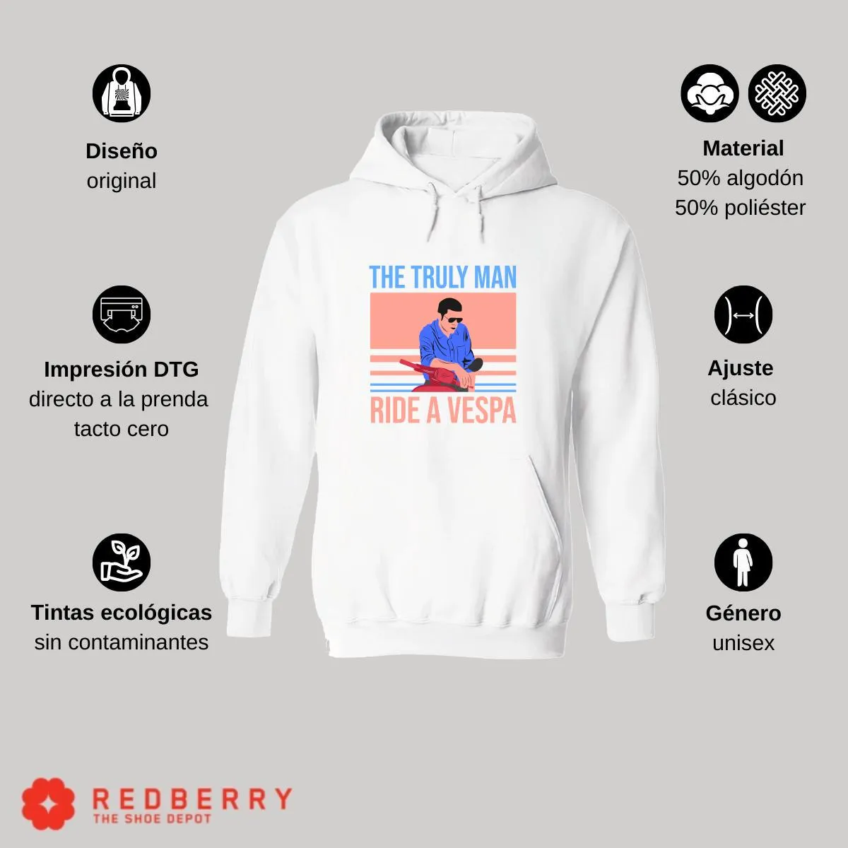 Sudadera Hombre  Hoodie Scooter Moto Biker Vintage 043
