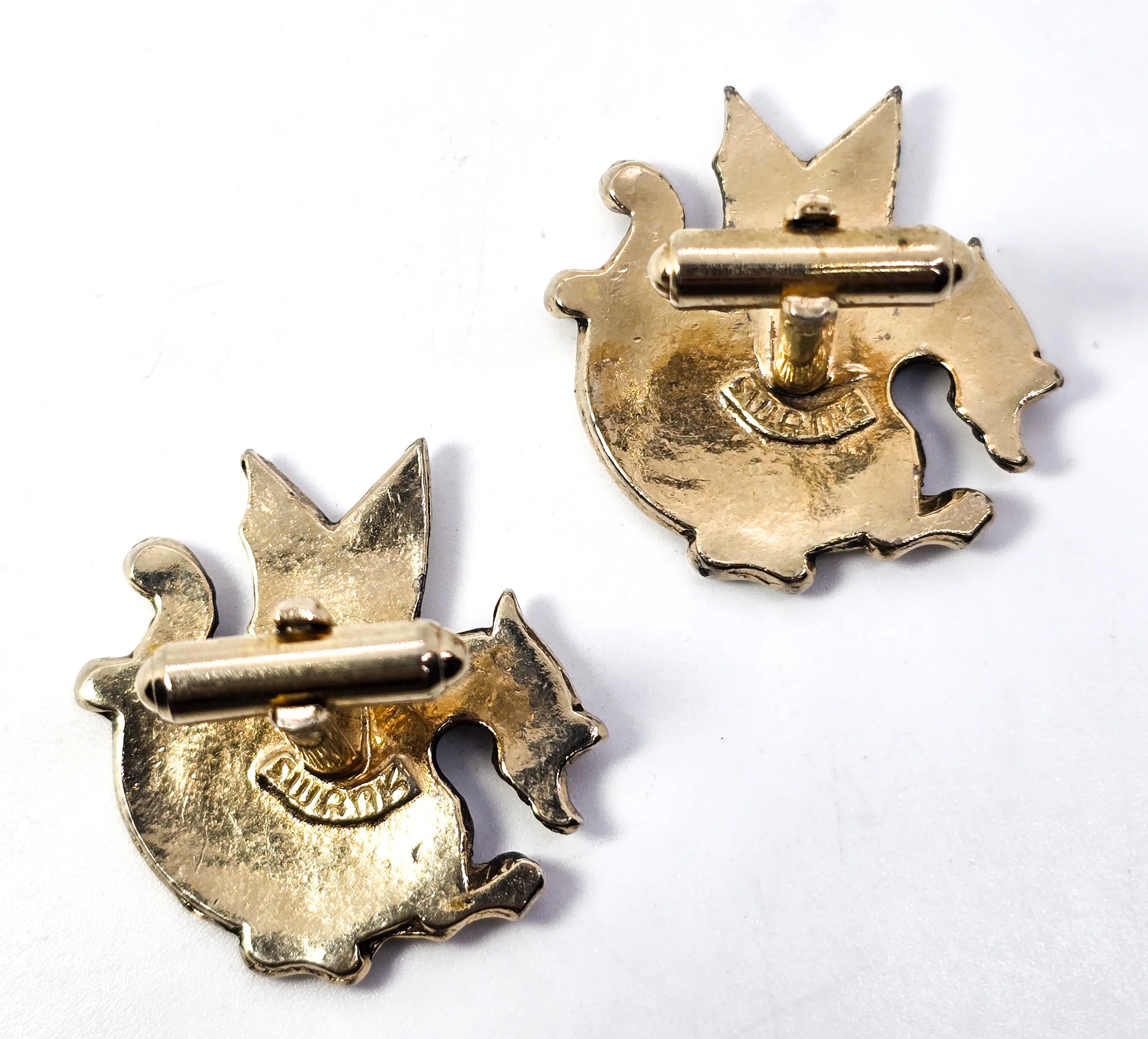 Swank Naga Sea Dragon vintage medieval mid century men's cuff links Wedding Groom