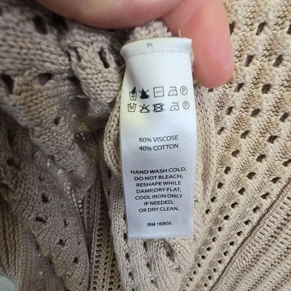 Tahari Sweater Dress Womens XL Beige Sleeveless Eyelets Grunge Punk Beach Resort