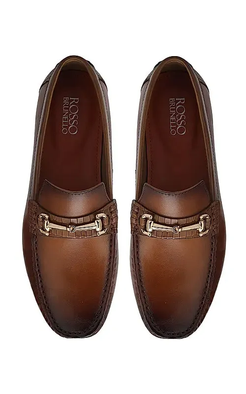 Tan Leather Moccasins With Buckle