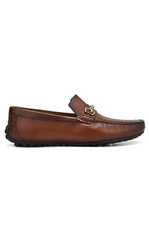 Tan Leather Moccasins With Buckle