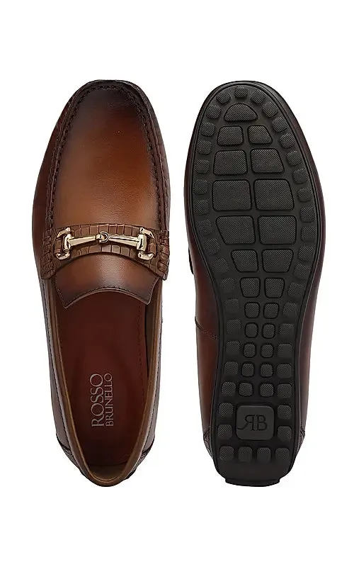 Tan Leather Moccasins With Buckle