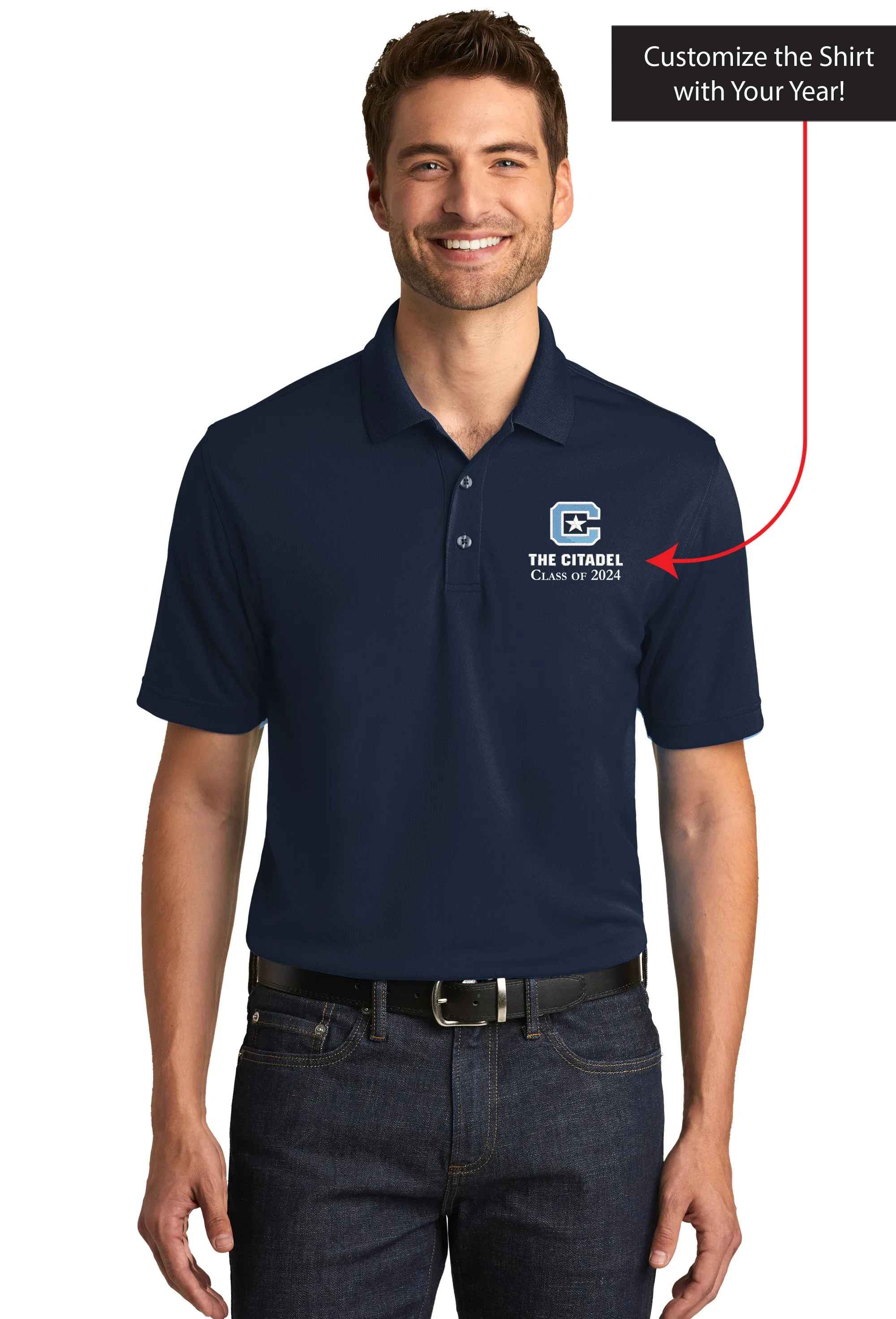 The Citadel, C Star, Customizable (Your Year), UV Micro-Mesh Polo Shirt