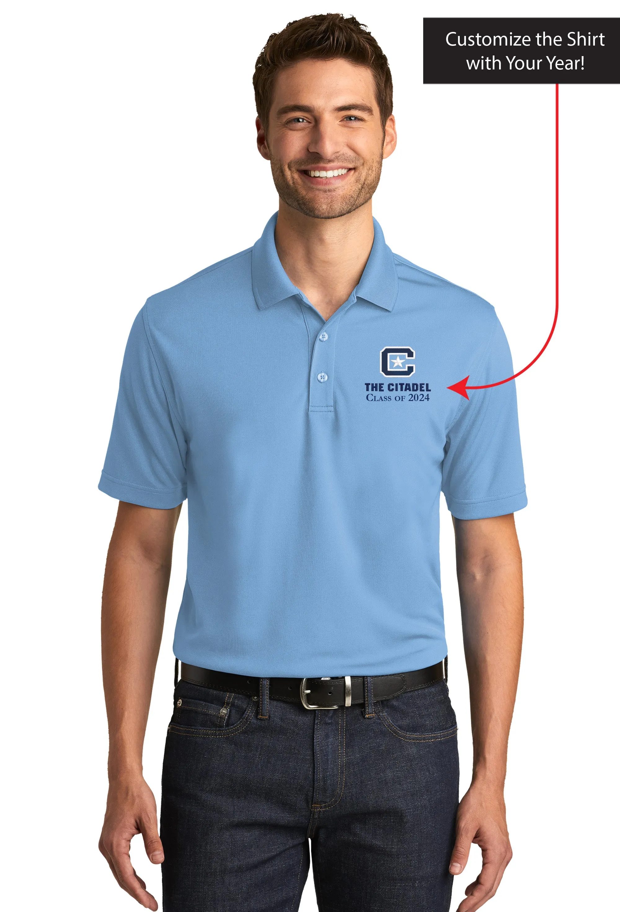 The Citadel, C Star, Customizable (Your Year), UV Micro-Mesh Polo Shirt