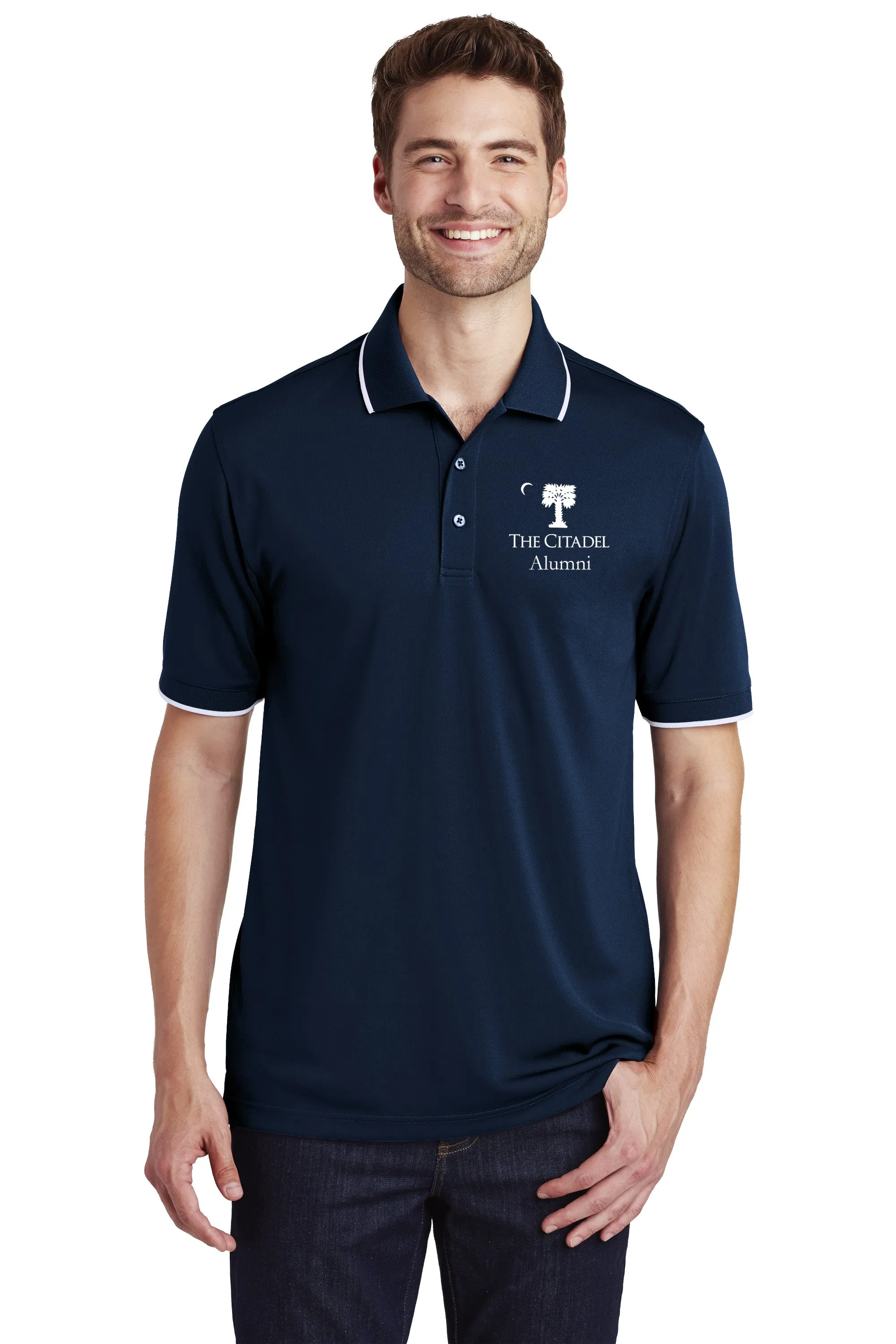 The Citadel, Crescent Palmetto, Alumni UV Micro-Mesh Tipped Polo Shirt