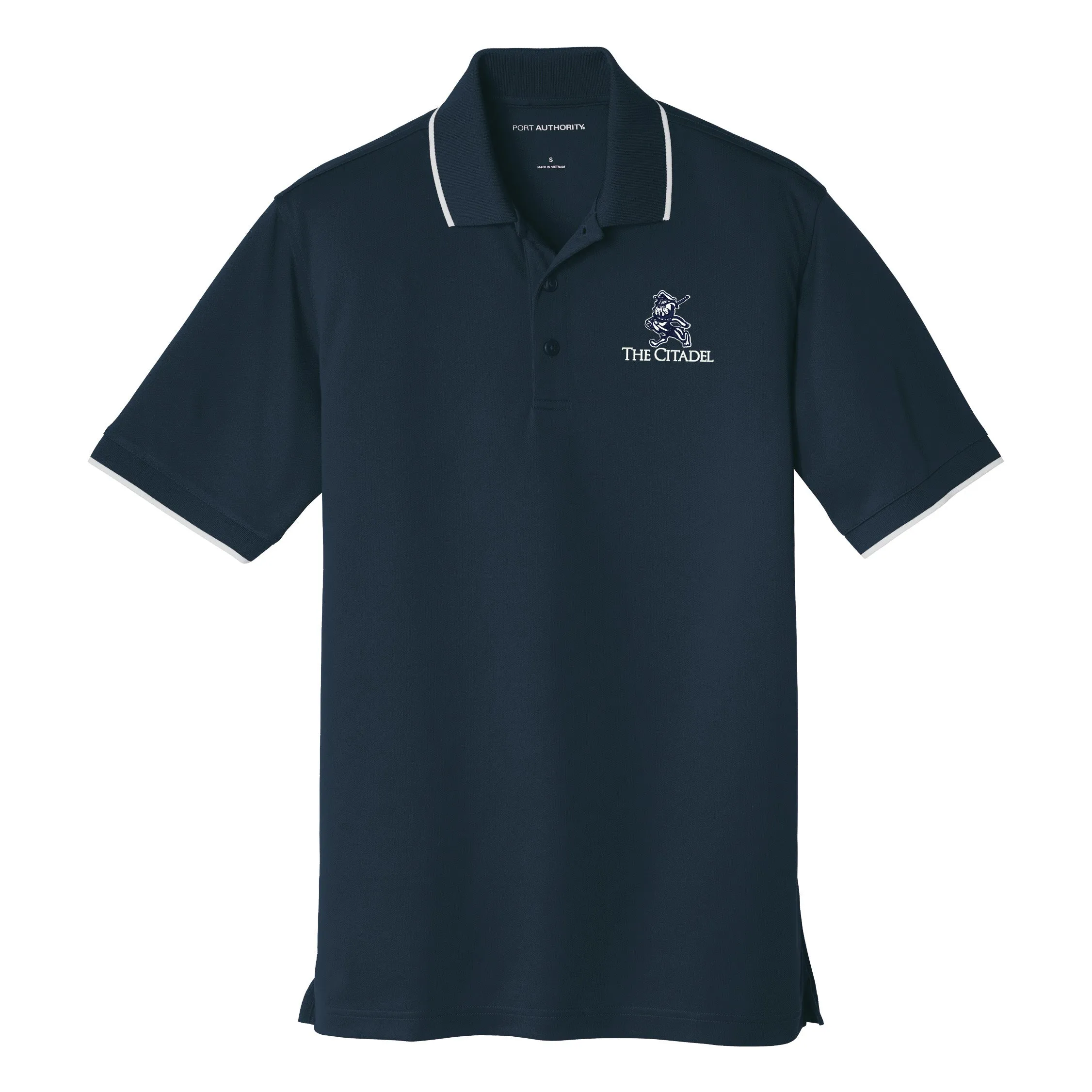The Citadel, Marching bulldog logo, UV Micro-Mesh Tipped Polo