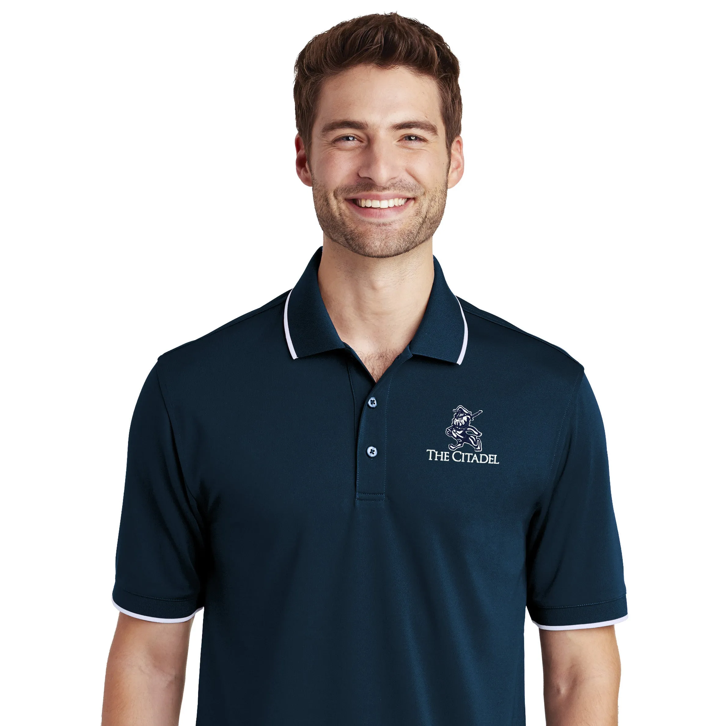 The Citadel, Marching bulldog logo, UV Micro-Mesh Tipped Polo