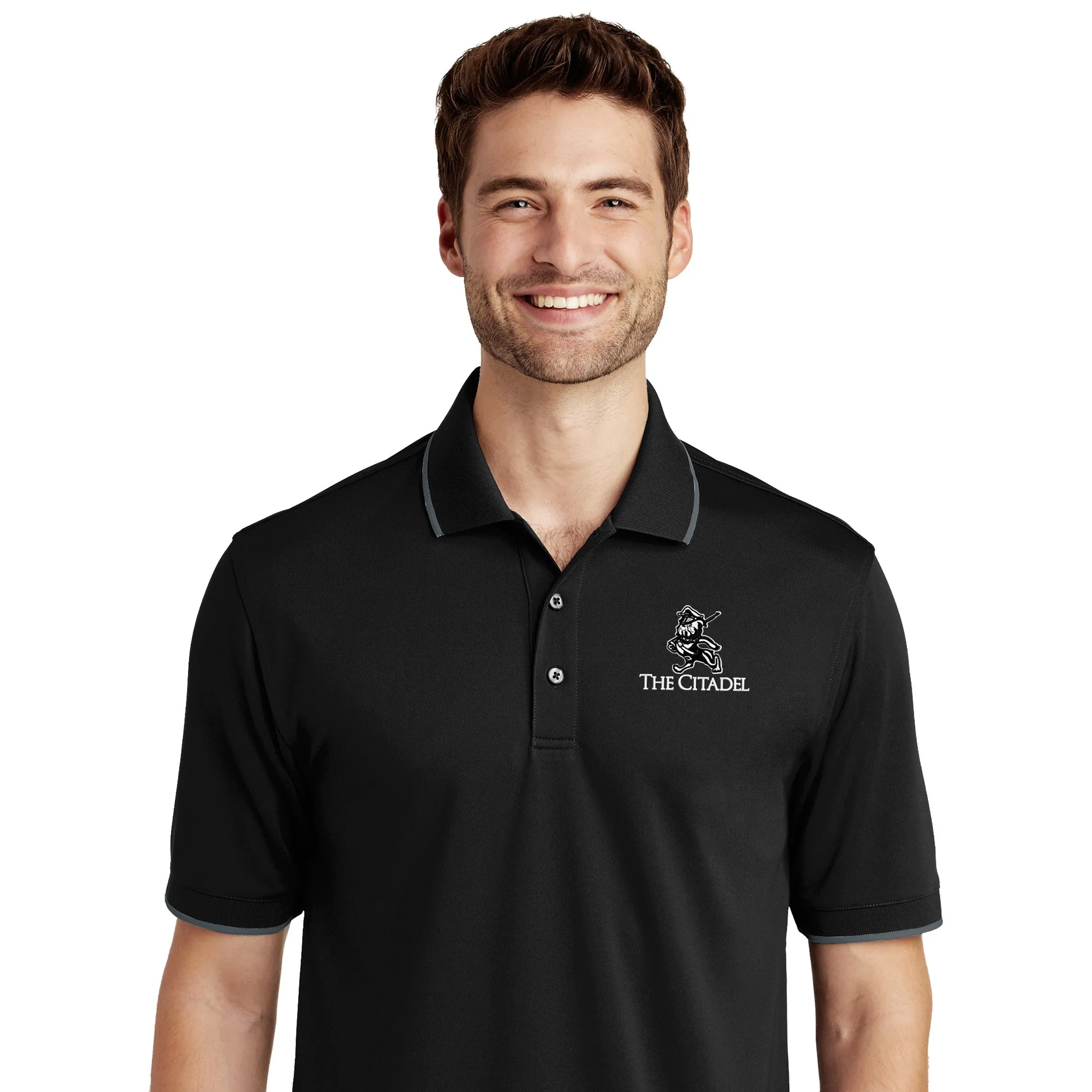 The Citadel, Marching bulldog logo, UV Micro-Mesh Tipped Polo