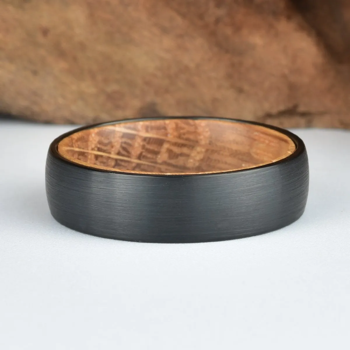 The Whiskey Ring - Whiskey Barrel Oak Black Tungsten 5MM, 6MM, 8MM