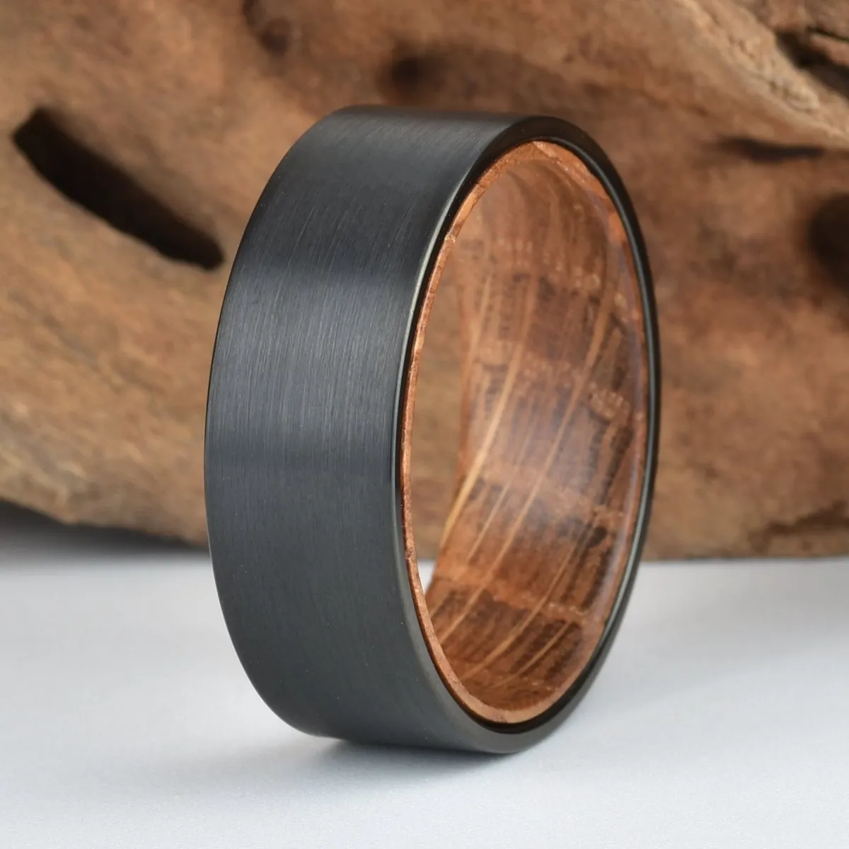 The Whiskey Ring - Whiskey Barrel Oak Black Tungsten 5MM, 6MM, 8MM