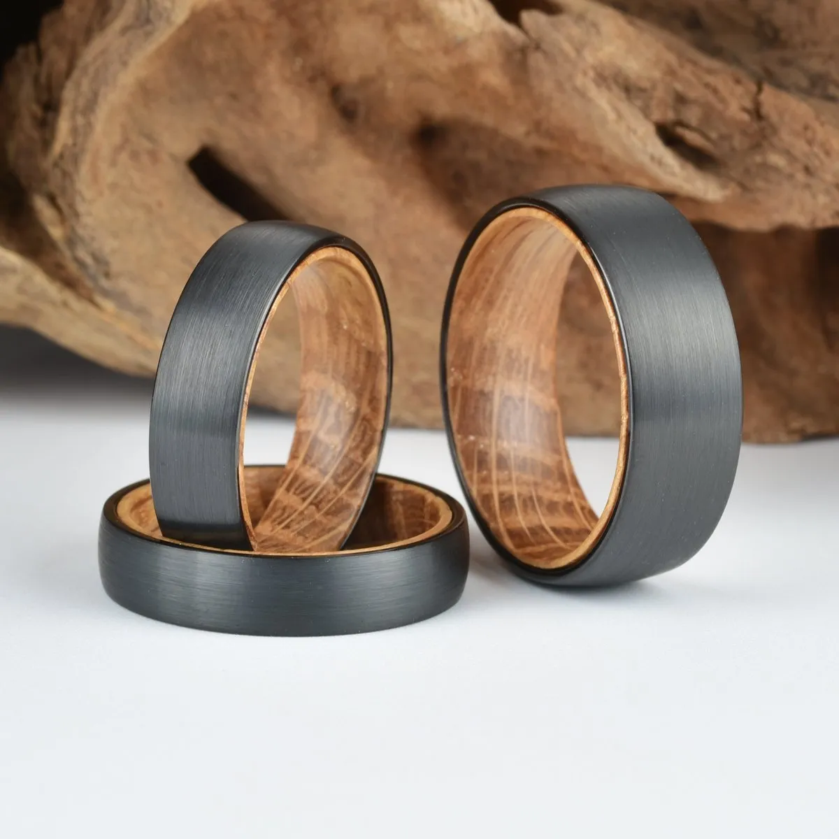 The Whiskey Ring - Whiskey Barrel Oak Black Tungsten 5MM, 6MM, 8MM