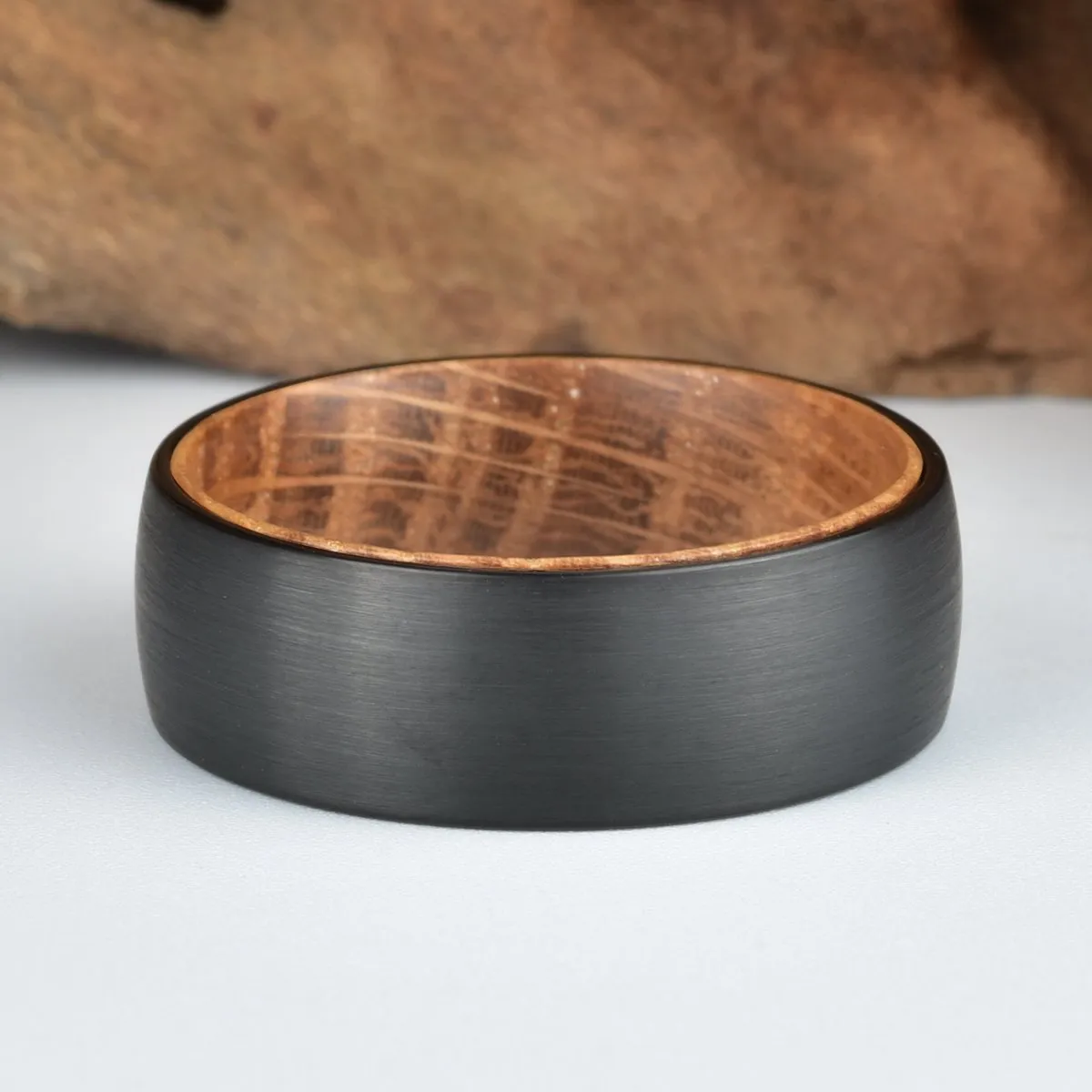 The Whiskey Ring - Whiskey Barrel Oak Black Tungsten 5MM, 6MM, 8MM
