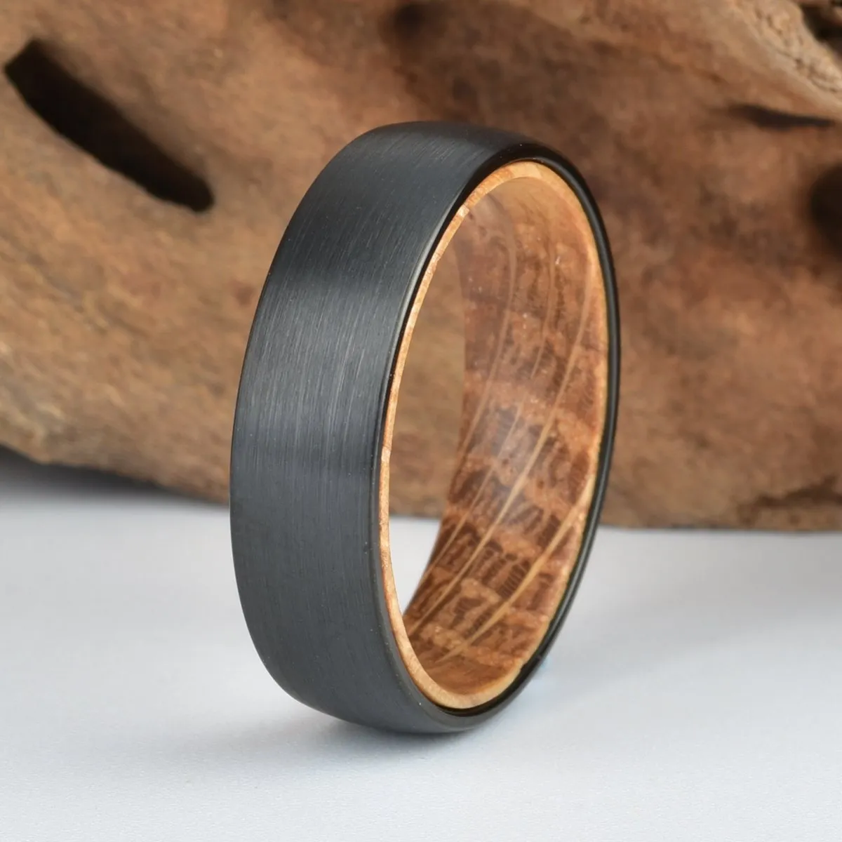 The Whiskey Ring - Whiskey Barrel Oak Black Tungsten 5MM, 6MM, 8MM