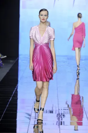 THIERRY MUGLER- 2010 NWT Pink Accordion Pleat Dress, Size 10