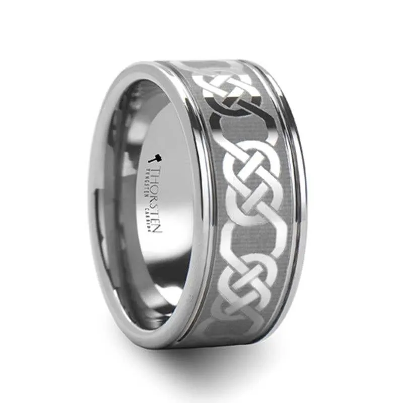 Thorsten BOSTON Celtic Laser Engraved Tungsten Carbide Ring - 10mm