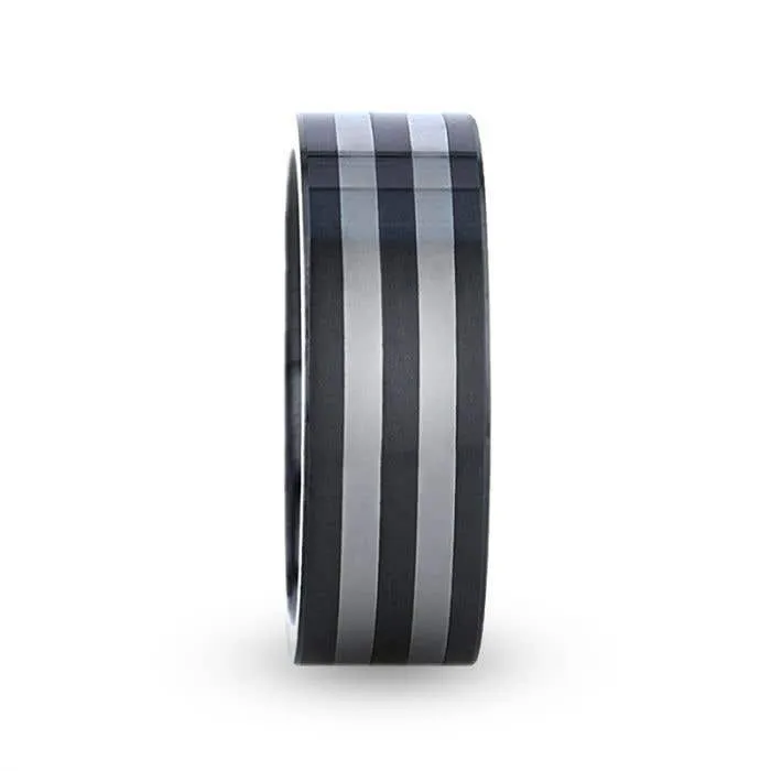 Thorsten DIPLO Ceramic ring with Tungsten Inlay With Flat Polished Edges - 8mm