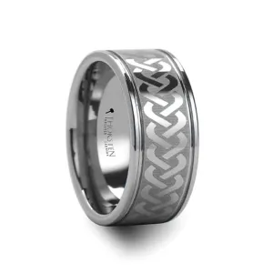 Thorsten MCKINNEY Celtic Knot Laser Engraved Tungsten Wedding Ring Wide - 10mm
